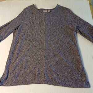 Chico's Purple Textured Top Size 2( Large) 3/4 Sleeve Relaxed Fit Tunic